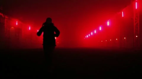 Silhouette jogging Stock Footage 18517069