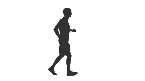 Silhouette of jogging young man, alpha channel Stock Footage 90754009