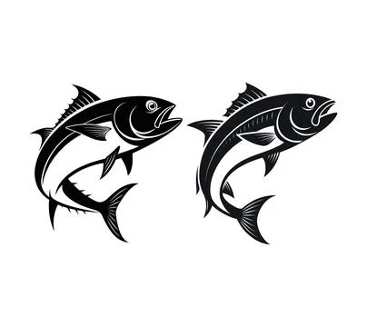 Silhouette jumping fish vector illustration Stock Illustration
