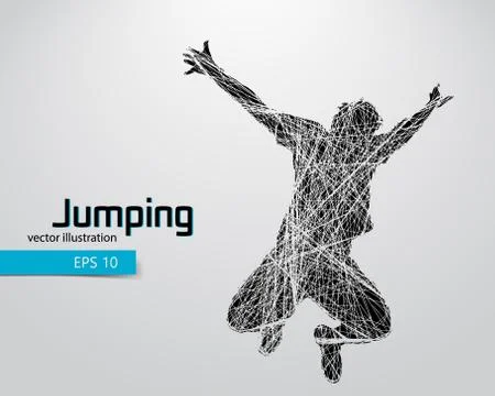 Silhouette of a jumping man. Stock Illustration