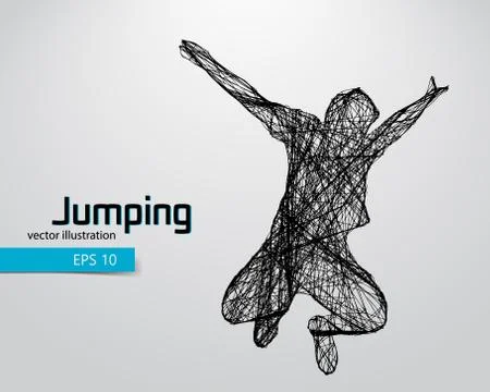 Silhouette of a jumping man. Stock Illustration