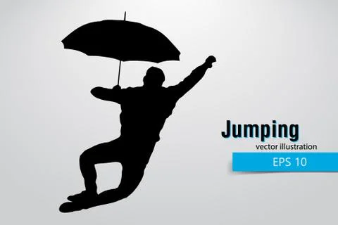 Silhouette of a jumping man. Stock Illustration