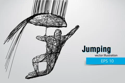 Silhouette of a jumping man. Illustrazione stock