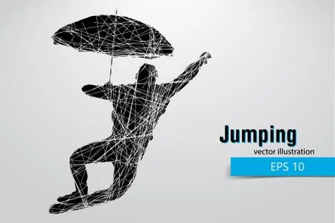 Silhouette of a jumping man. Illustrazione stock