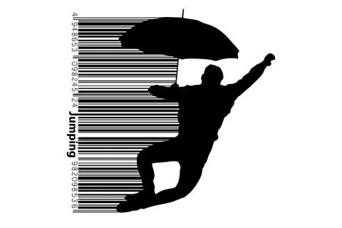 Silhouette of a jumping man. Stock Illustration