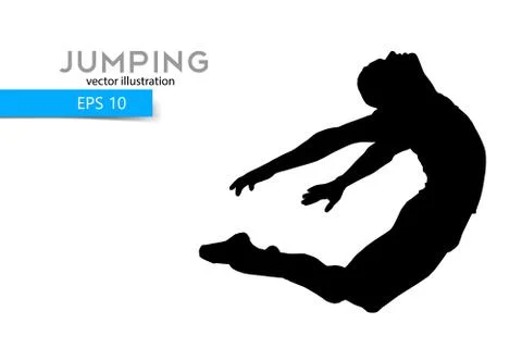 Silhouette of a jumping man. Stock Illustration