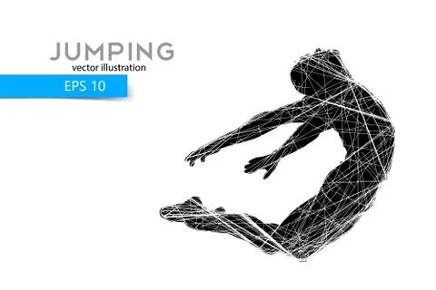 Silhouette of a jumping man. Stock Illustration