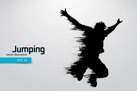 Silhouette of a jumping man. Stock Illustration