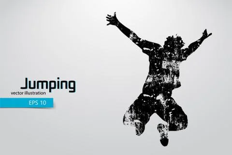 Silhouette of a jumping man. Stock Illustration