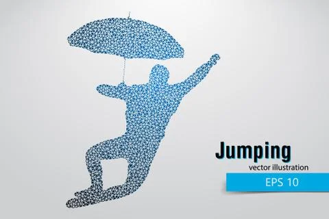 Silhouette of a jumping man from triangles. Stock Illustration
