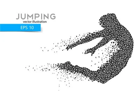 Silhouette of a jumping man from triangles. Illustrazione stock