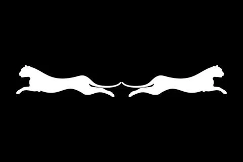 Silhouette of the Jumping Pair of the Wild Cat Ilustração Stock