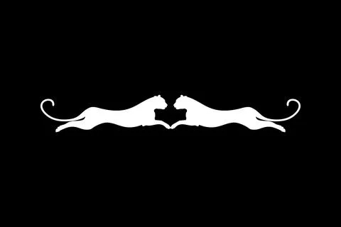 Silhouette of the Jumping Pair of the Wild Cat Ilustração Stock