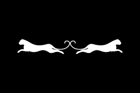 Silhouette of the Jumping Pair of the Wild Cat Ilustração Stock
