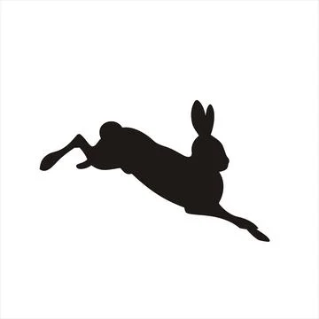 Silhouette of a jumping rabbit on a white background. Stock Illustration