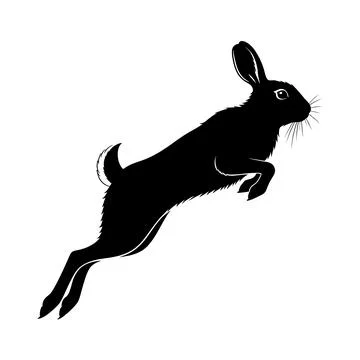 Silhouette of a jumping rabbit on a white background Stock Illustration