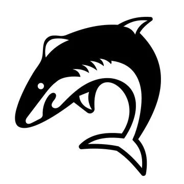 Silhouette of Jumping Shark in Motion. Vector Illustration Stock Illustration