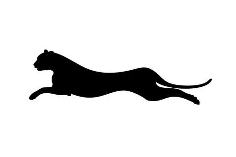 Silhouette of the Jumping Wild Cat Stock Illustration