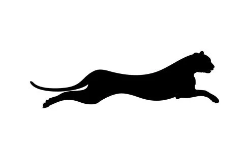 Silhouette of the Jumping Wild Cat Stock Illustration