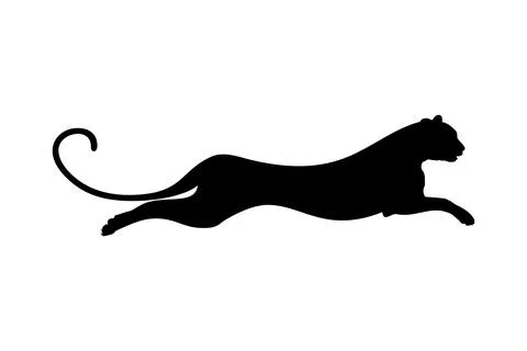 Silhouette of the Jumping Wild Cat Stock Illustration
