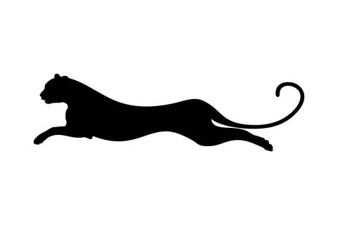Silhouette of the Jumping Wild Cat Stock Illustration