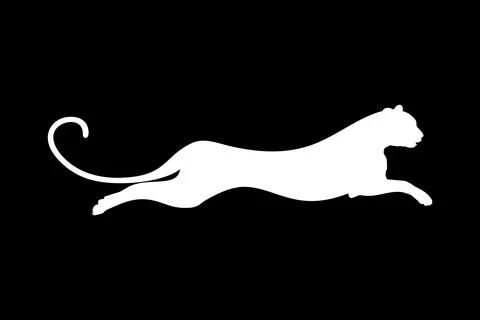 Silhouette of the Jumping Wild Cat Stock Illustration