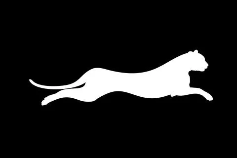 Silhouette of the Jumping Wild Cat Stock Illustration