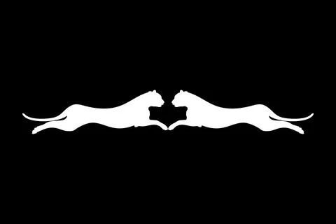 Silhouette of the Jumping Wild Cat Stock Illustration