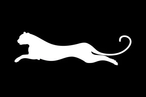 Silhouette of the Jumping Wild Cat Stock Illustration