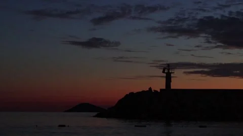Silhouette of Kalkan Lighthouse Stock Footage 328437656