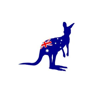 Silhouette of a kangaroo with the flag Stock Illustration