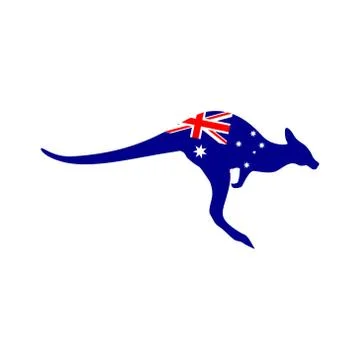 Silhouette of a kangaroo with the flag Stock Illustration