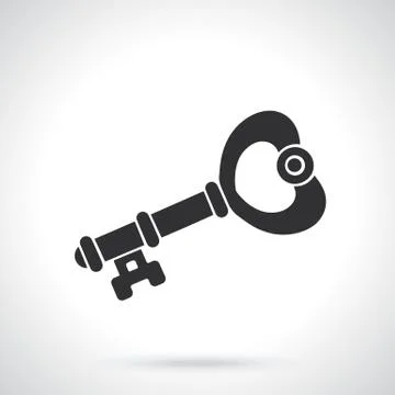 Silhouette of key in heart shape Stock Illustration