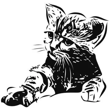 Silhouette Kitten Stock Illustration