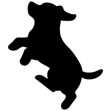 Silhouette of Labrador jumping in side view Stock Illustration