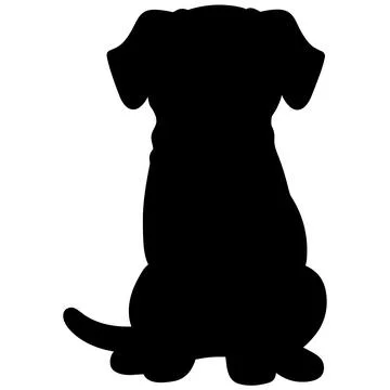 Silhouette of Labrador sitting front view Stock Illustration