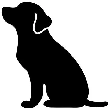 Silhouette of Labrador sitting in side view Stock Illustration