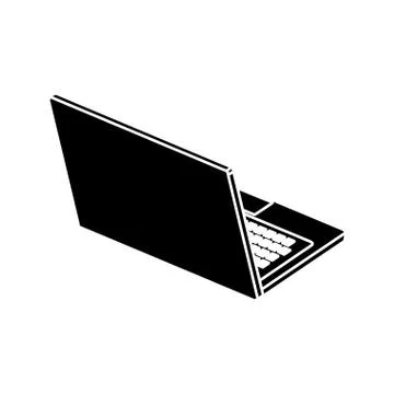 Silhouette of laptop computer device isolated icon Stock Illustration
