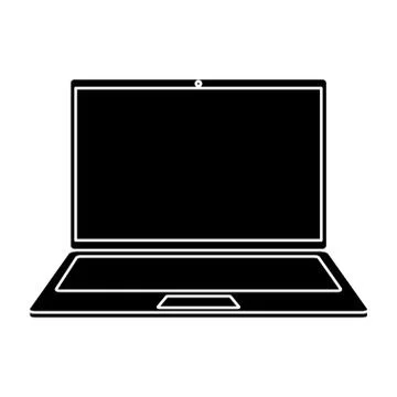 Silhouette of laptop computer device isolated icon Stock Illustration
