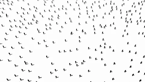 Silhouette of a large crowd moving CG animation Stock Footage 83434377