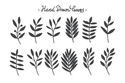 Silhouette leaf and branches collection.Vector 스톡 일러스트