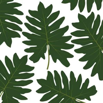 Silhouette of leaf Trees on White Background. Seamless pattern. Vector Illustrazione stock