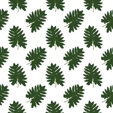 Silhouette of leaf Trees on White Background. Seamless pattern. Vector Stock Illustration