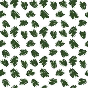 Silhouette of leaf Trees on White Background. Seamless pattern. Vector Illustrazione stock
