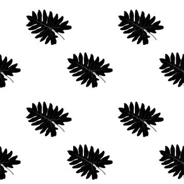 Silhouette of leaf Trees on White Background. Seamless pattern. Vector Illustrazione stock