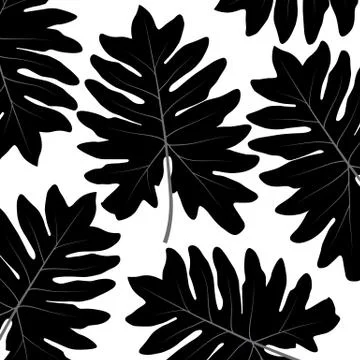 Silhouette of leaf Trees on White Background. Seamless pattern. Vector Stockillustratie