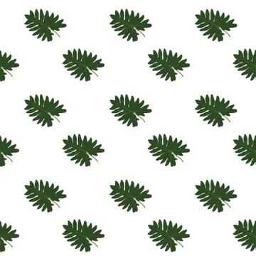 Silhouette of leaf Trees on White Background. Seamless pattern.  Illustration Stock Illustration