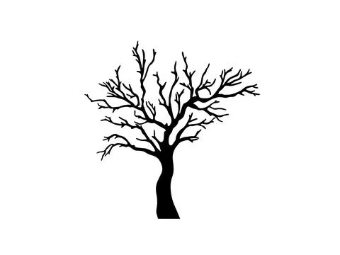 Silhouette of a leafless tree with stark dark branches creating high contrast Stockillustratie