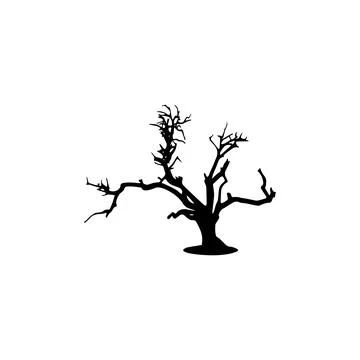 Silhouette of a Leafless Tree. Vector icon. Stock Illustration