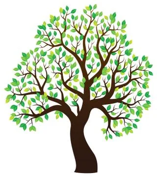 Silhouette of leafy tree theme - eps10 vector illustration. Stock-Illustration